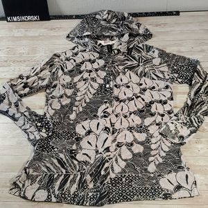 Montgomery Ward Vintage Long Sleeve Button Down Shirt S Hooded‎ Silver Metallic